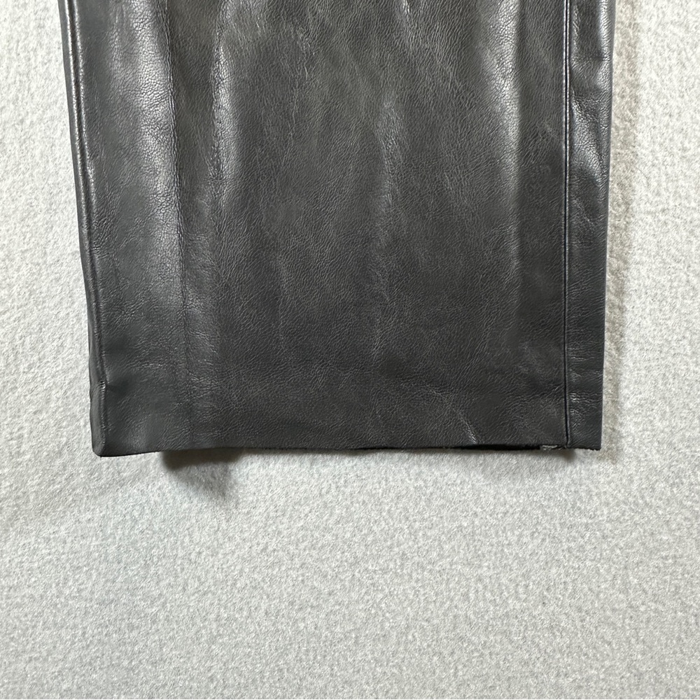 Lulus Vegan‎ Faux Leather Straight Leg Black Pants Raw Hem Size M Black NWT - Picture 6 of 8